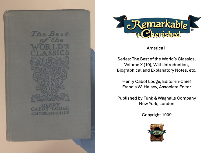 America II (The Best of the World’s Classics Series, 1909) EXTREMELY RARE BOOK