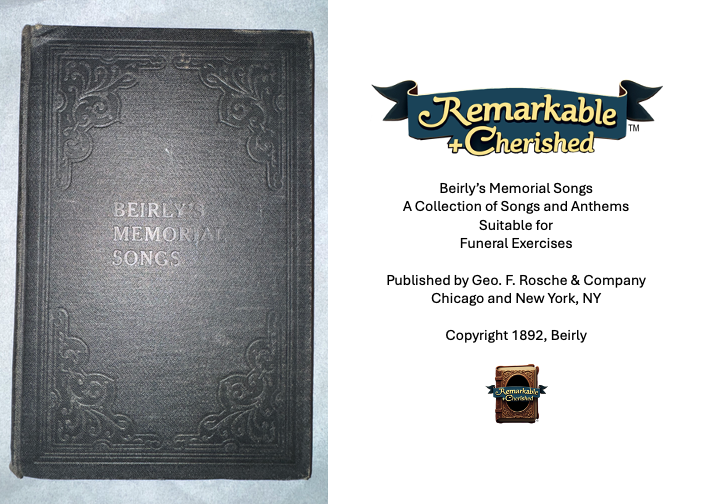 Beirly’s Memorial Songs (1892) EXTREMELY RARE BOOK