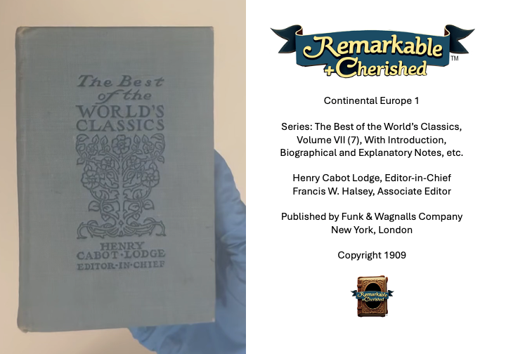 Continental Europe 1 (The Best of the World’s Classics Series, 1909) EXTREMELY RARE BOOK