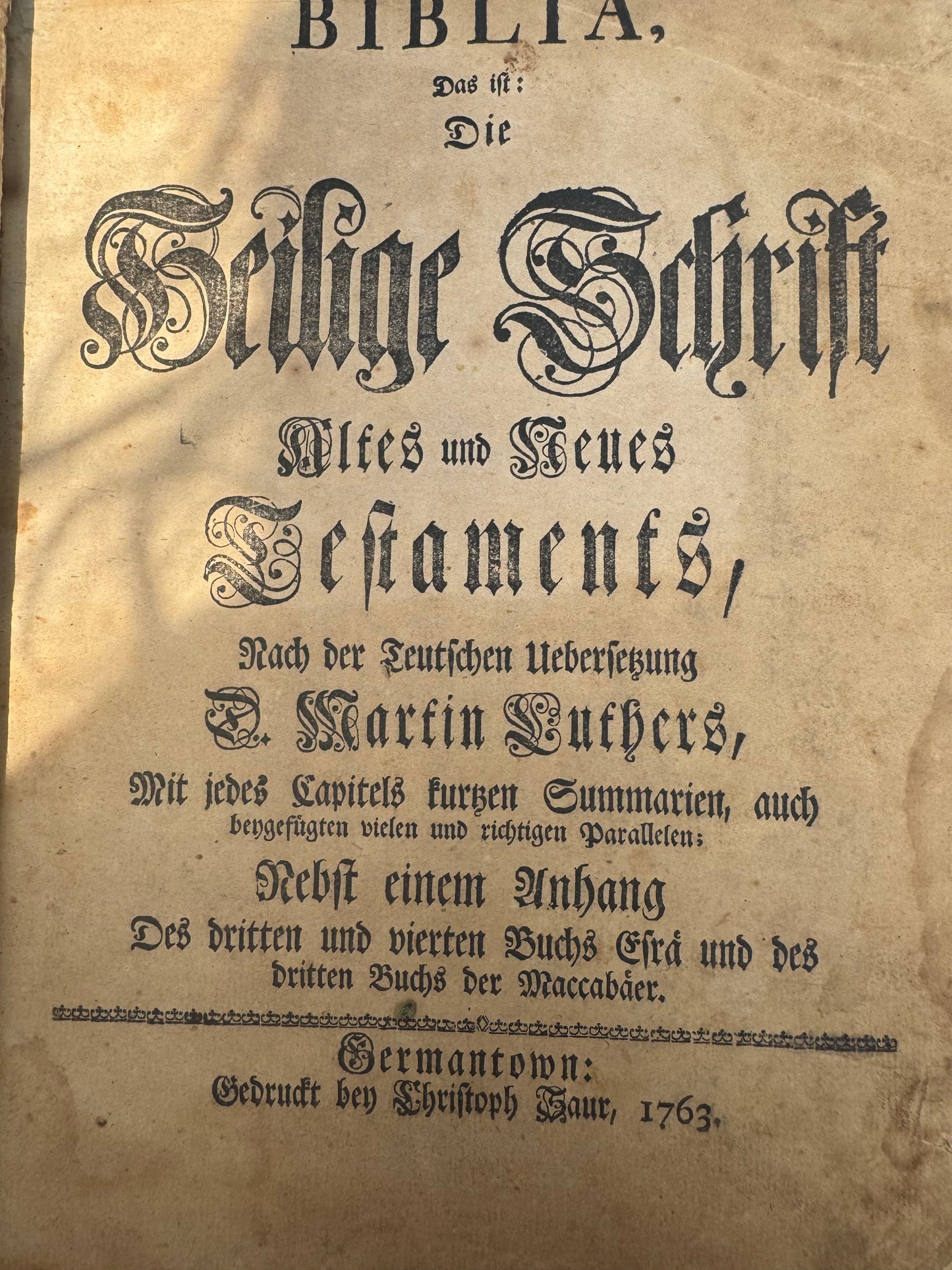 The Holy Bible (1763) 1st Bible Printed in USA Colonies!