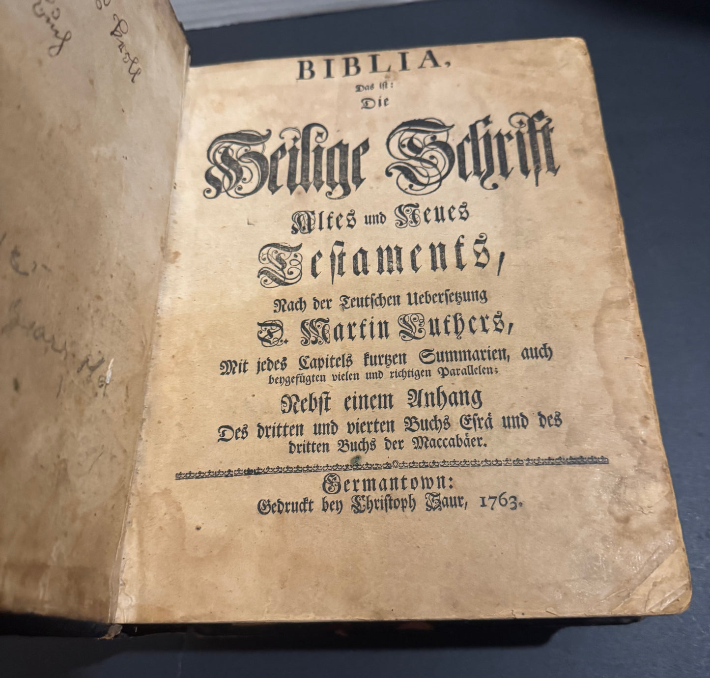 The Holy Bible (1763) 1st Bible Printed in USA Colonies!