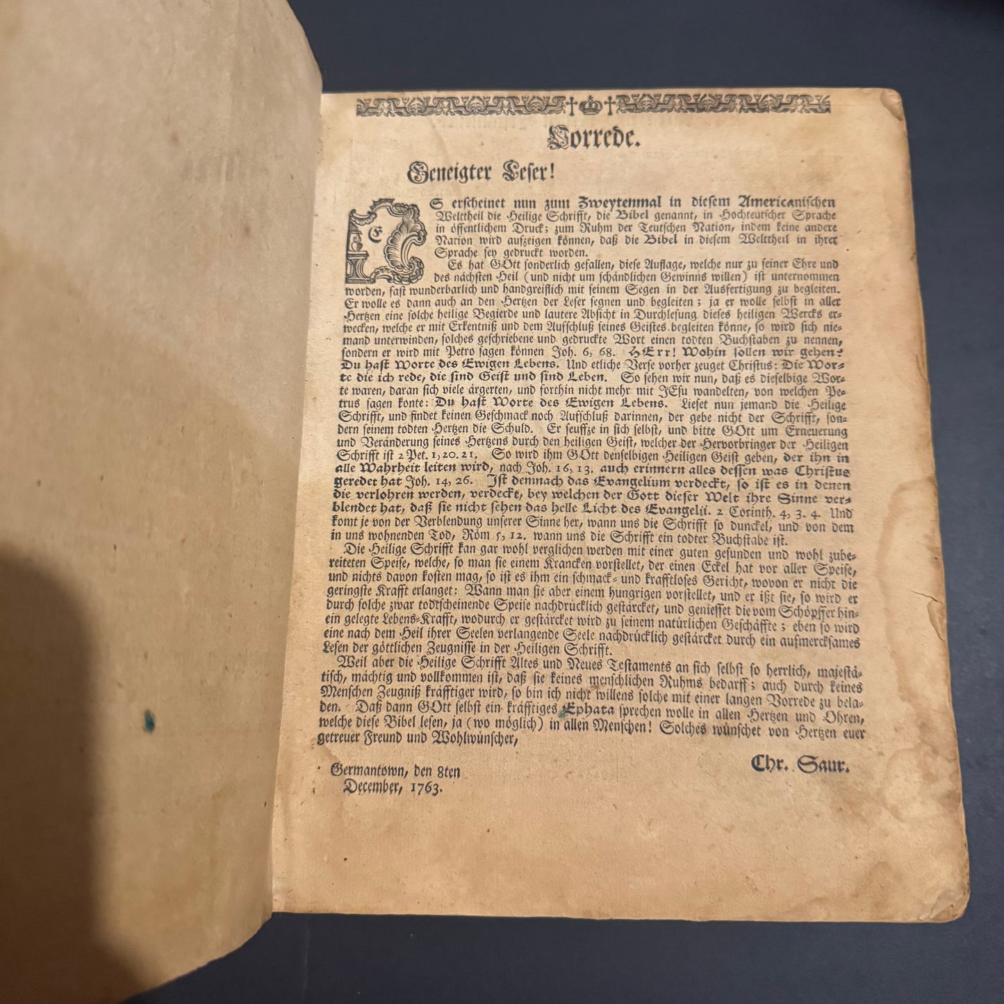 The Holy Bible (1763) 1st Bible Printed in USA Colonies!