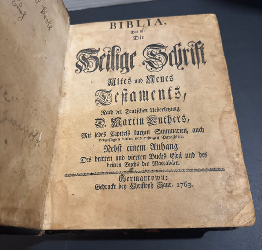 The Holy Bible (1763) 1st Bible Printed in USA Colonies!