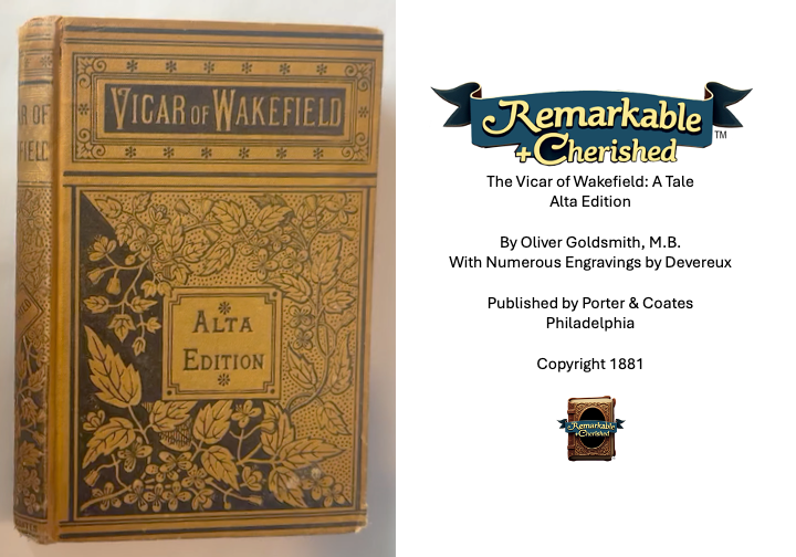 The Vicar of Wakefield: A Tale, Alta Edition (1881) EXTREMELY RARE BOOK